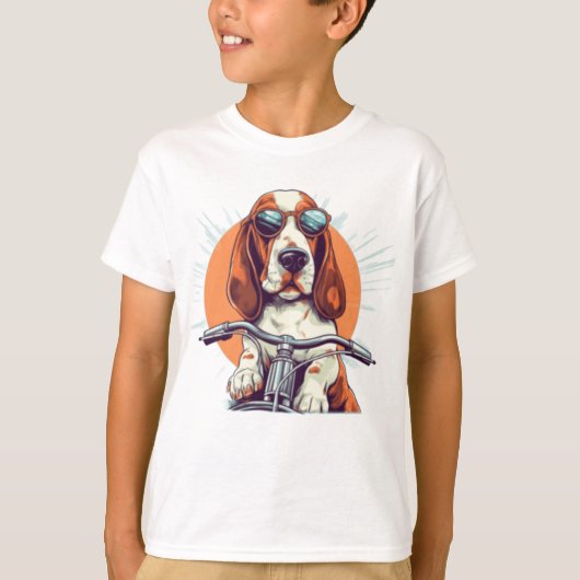 Cooler Cartoon-Basset-Hobby-T - Shirt (Vorderseite)