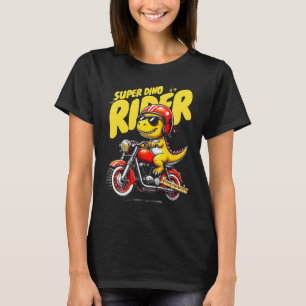 Cooler Cartoon Dino zu einem Motorrad-Abenteuer T-Shirt