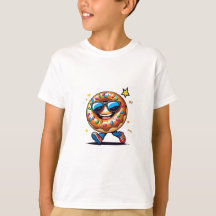 Cooler Cartoon Donut Boys' T - Shirt - Spaß & Farb