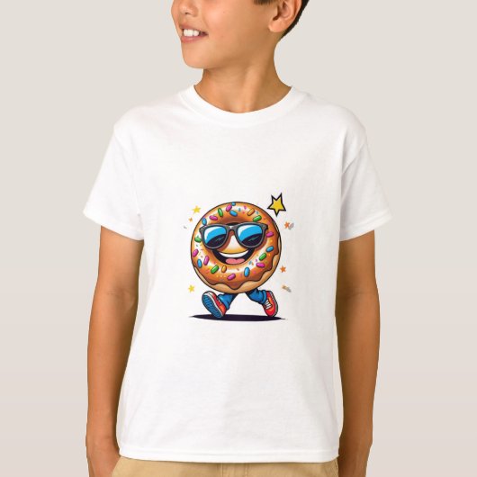 Cooler Cartoon Donut Boys' T - Shirt - Spaß & Farb (Vorderseite)