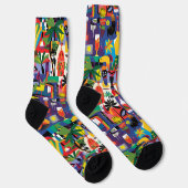 Cooler Cartoon Farbenfrohe tropische Personalisier Socken (Rechts)