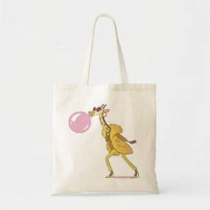 Cooler Cartoon Giraffe in Pelzmatte mit Bubblegum Tragetasche