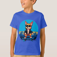 Cooler Cartoon-Hund beim Skateboardfahren