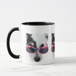 Cooler Cartoon-Hund mit Brille Tasse