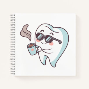 Cooler Cartoon mit Sonnenbrille & Coffee Notebo Notizblock