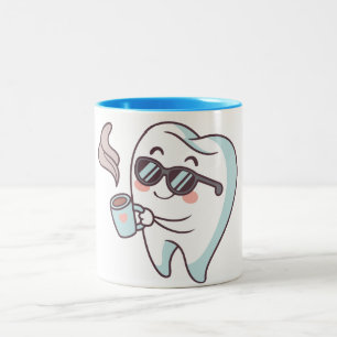 Cooler Cartoon mit Sonnenbrille & Kaffee Tasse