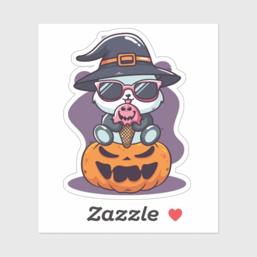 Cooler Cartoon Panda saß auf Pumpkettenaufkleber Aufkleber (Blatt)