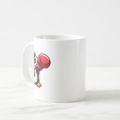 Cooler Cartoon Pinguin Boxer Design Kaffeetasse (Vorderseite Links)