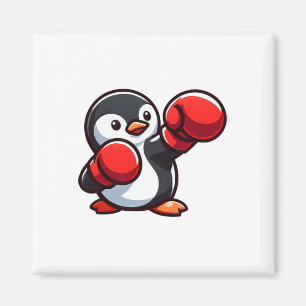 Cooler Cartoon Pinguin Boxer Design Magnet