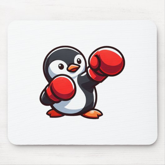 Cooler Cartoon Pinguin Boxer Design Mousepad (Vorne)