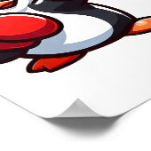 Cooler Cartoon Pinguin Boxer Design Poster (Ecke)