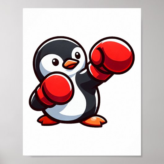 Cooler Cartoon Pinguin Boxer Design Poster (Vorne)