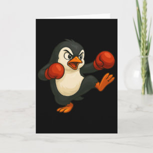 Cooler Cartoon-Pinguin-Boxer-Kickboxen Karte