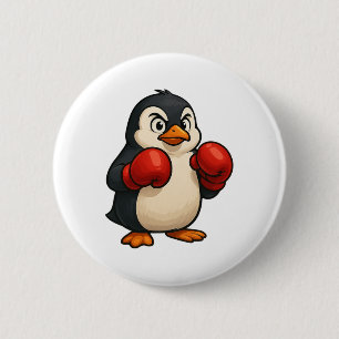 Cooler Cartoon Pinguin Boxer Sportdesign Button