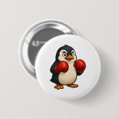 Cooler Cartoon Pinguin Boxer Sportdesign Button (Vorne & Hinten)