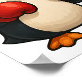 Cooler Cartoon Pinguin Boxer Sportdesign Poster (Ecke)