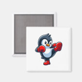 Cooler Cartoon Pinguin Boxkampf Magnet (Vorderseite/Rückseite)