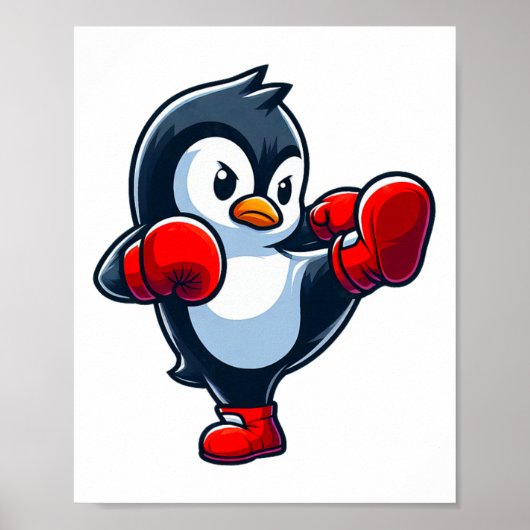 Cooler Cartoon-Pinguin-Boxkämpfer  Poster (Vorne)