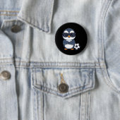 Cooler Cartoon-Pinguin-Fußballspieler Button (Beispiel)