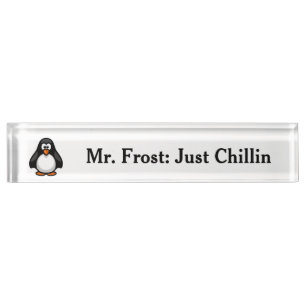 Cooler Cartoon Pinguin - Nur Chillins Arktis Vibes Namensplakette