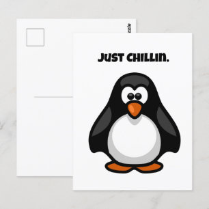 Cooler Cartoon Pinguin - Nur Chillins Arktis Vibes Postkarte