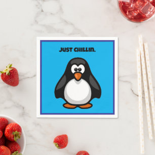 Cooler Cartoon Pinguin - Nur Chillins Arktis Vibes Serviette
