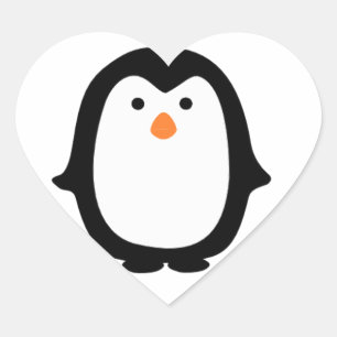 Cooler Cartoon Pinguin Sticker. Herz-Aufkleber