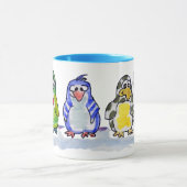 Cooler Cartoon Pinguine Ringer Tasse (Zentrum)