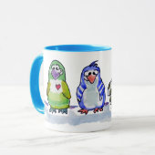 Cooler Cartoon Pinguine Ringer Tasse (Vorderseite Links)