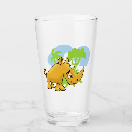 Cooler Cartoon Rhino Glas (Vorderseite)
