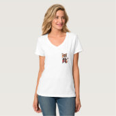 Cooler Cartoon Rockstar Fuchs spielt rote E-Gitarr T-Shirt (Vorderseite Vollansicht)
