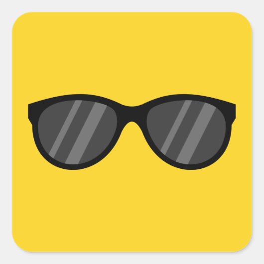 Cooler Cartoon Sonnenbrille Quadratischer Aufkleber (Vorderseite)