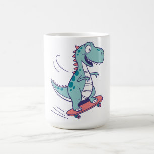Cooler Cartoon T-Rex auf Skateboard Kaffeetasse