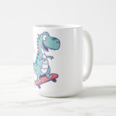 Cooler Cartoon T-Rex auf Skateboard Kaffeetasse (VorderseiteRechts)