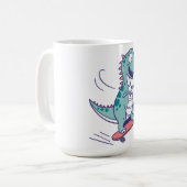 Cooler Cartoon T-Rex auf Skateboard Kaffeetasse (Vorderseite Links)