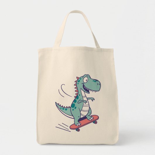 Cooler Cartoon T-Rex auf Skateboard Tragetasche (Vorne)