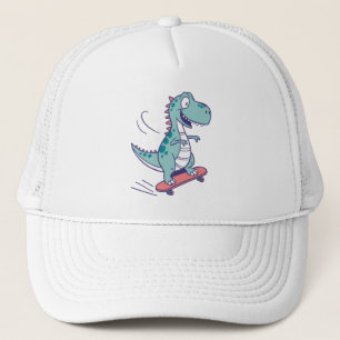 Cooler Cartoon T-Rex auf Skateboard Truckerkappe