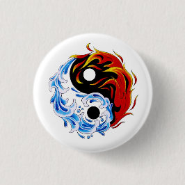 Cooler Cartoon Tattoo Symbol Wasserfeuer Yang Button