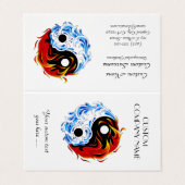 Cooler Cartoon Tattoo Symbol Wasserfeuer Yang Visitenkarten (Außenseite Aufgefaltet)