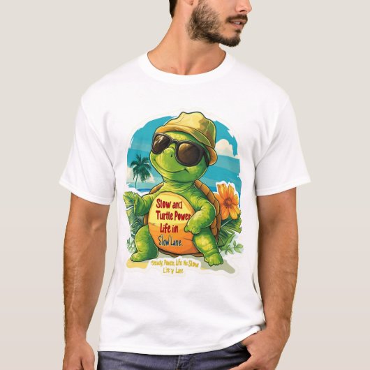 Cooler Cartoon Turtle T - Shirt Design - "Langsam (Vorderseite)