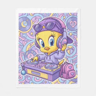 Cooler Cartoon-Vogel mit Kopfhörern Fleece-Decke Fleecedecke