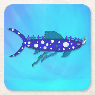 cooler Cartoonhaifisch-Untersetzer Rechteckiger Pappuntersetzer