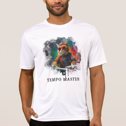 *~* Cooler Cat DRUM Player Percussionist AP91 T-Shirt (Vorderseite)