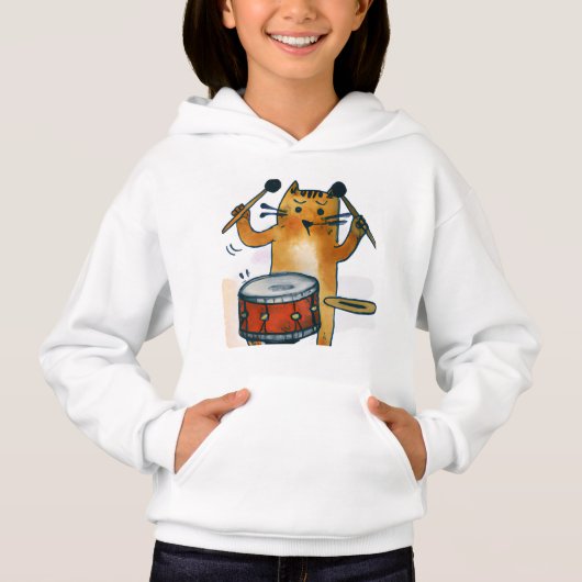 Cooler Cat Drummer Hoodie (Vorderseite)