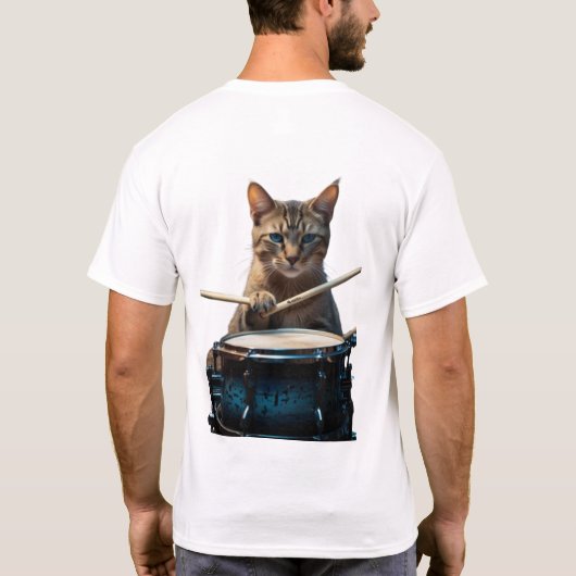 Cooler Cat Drummer T-Shirt (Rückseite)