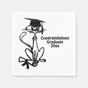 Cooler Cat Glückwunsch Graduate Serviette