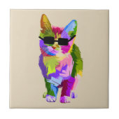 Cooler Cat Pop mit Sonnenbrille Fliese (Vorderseite)