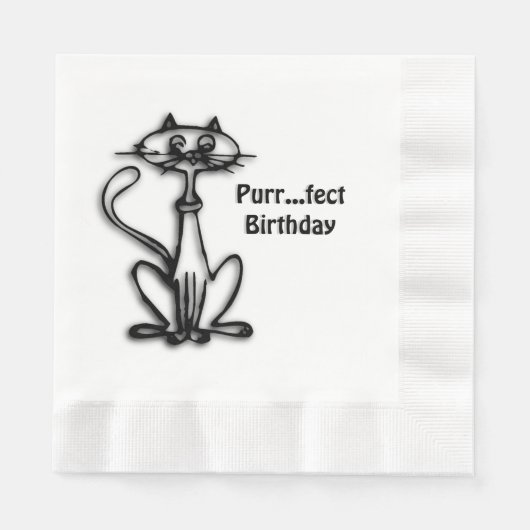 Cooler Cat Purr Fect Geburtstag Serviette (Vorderseite)