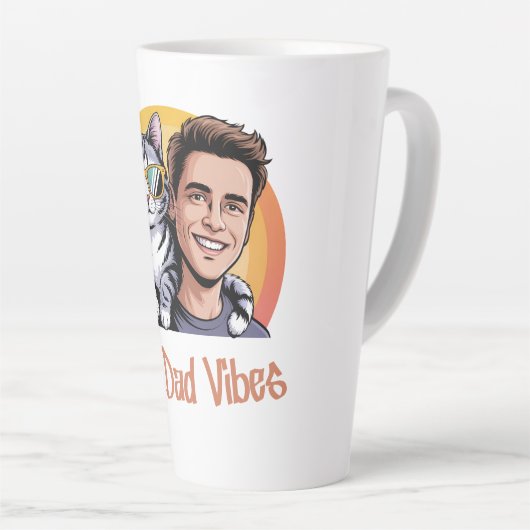 Cooler Cat Vater Vibes T - Shirt Retro Style Funny Milchtasse (Rechte Ecke)