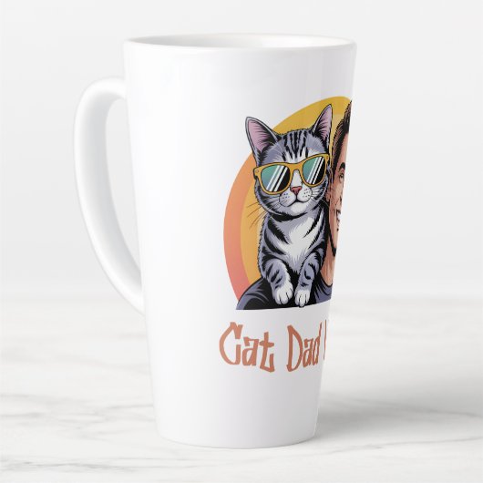 Cooler Cat Vater Vibes T - Shirt Retro Style Funny Milchtasse (Linke Ecke)